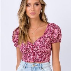 Princess Polly Barnet Red Crop Top size 2